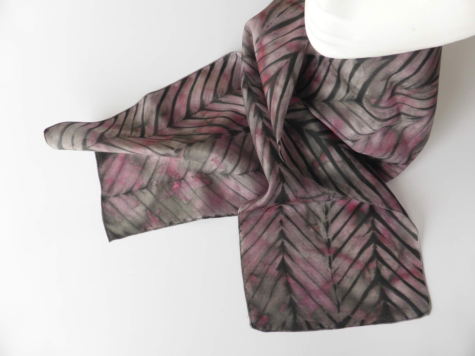 Pink Arashi Shibori Silk Scarf by Andrea McCallum