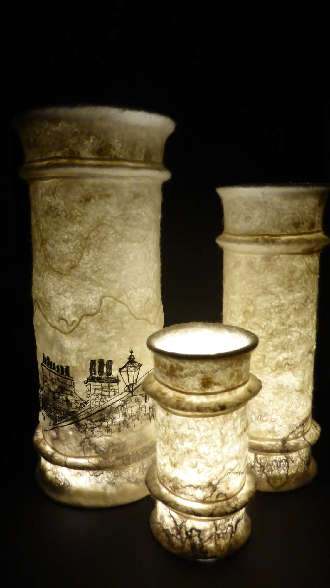 Trio of Chimney Pots by Andrea McCallum